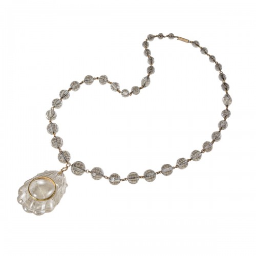 Rock Crystal Scallop Pendant and Bead Necklace, Spain 16th–17th century