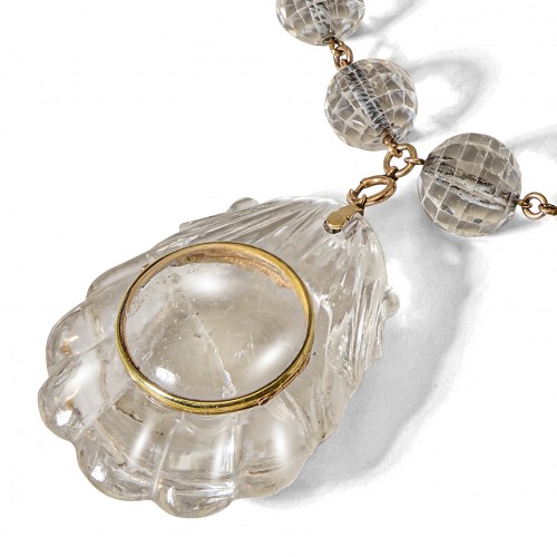 Rock Crystal Scallop Pendant and Bead Necklace, Spain 16th–17th century - Antique Jewellery Style 