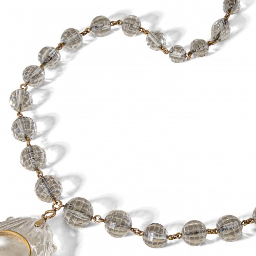 Antique Jewellery  - Rock Crystal Scallop Pendant and Bead Necklace, Spain 16th–17th century
