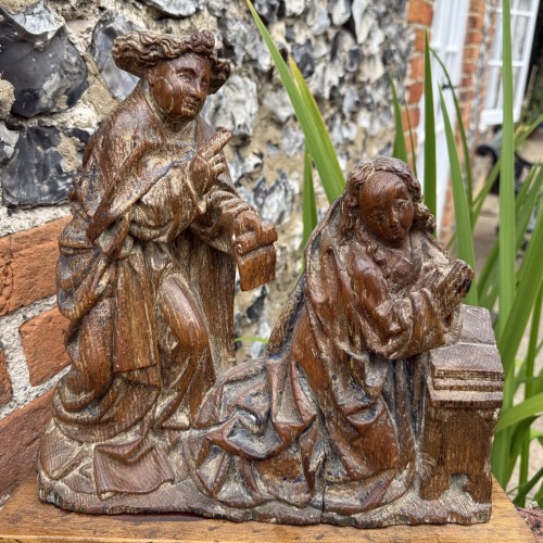 <= 16th century - Oak Relief of the Annunciation, Southern Netherlands  early 16th century.