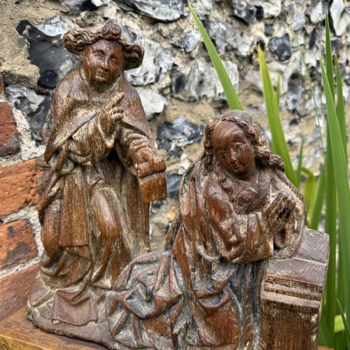 Antiquités - Oak Relief of the Annunciation, Southern Netherlands  early 16th century.