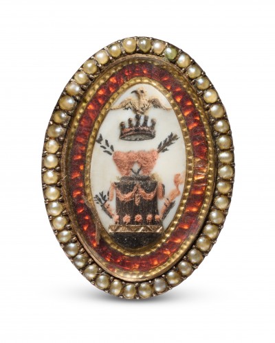 Gold and Enamel Love Token Brooch with Allegorical Motif