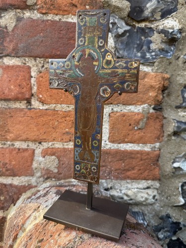  - Engraved Champlevé Enamel Crucifix, Limoges France, circa 1200
