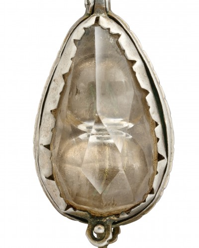 Talismanic Rock Crystal and Silver Crabs’ Eye Pendant - Antique Jewellery Style 