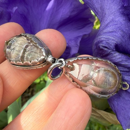 Antique Jewellery  - Talismanic Rock Crystal and Silver Crabs’ Eye Pendant