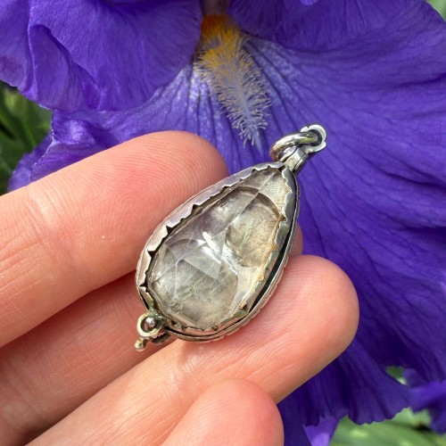 Talismanic Rock Crystal and Silver Crabs’ Eye Pendant - 