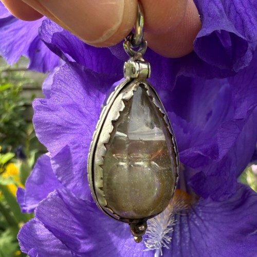 Talismanic Rock Crystal and Silver Crabs’ Eye Pendant - 