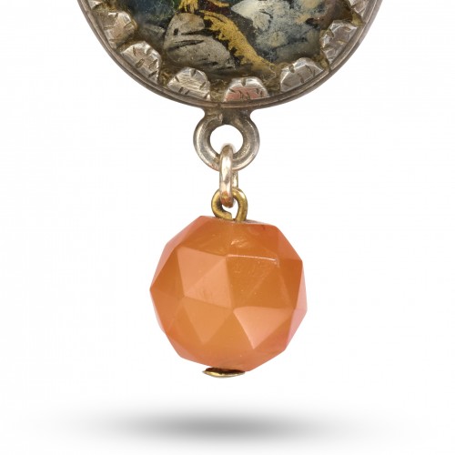 Religious Antiques  - Eglomisé Pendant of the Virgin and Child with Reliquary