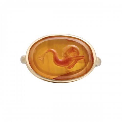 Gold Ring with a Cameo of a Dolphin
