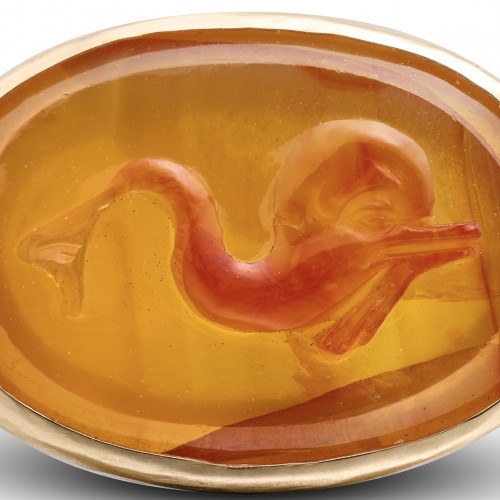 Gold Ring with a Cameo of a Dolphin - Antique Jewellery Style 