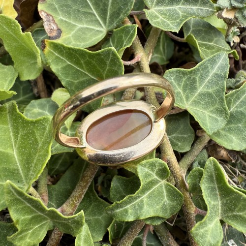Gold Ring with a Cameo of a Dolphin - 
