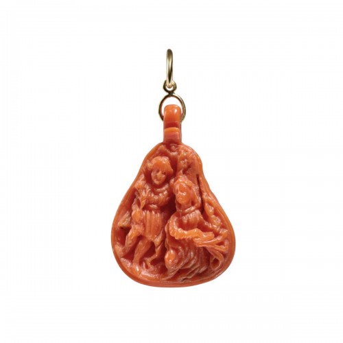 Pendentif dévotionnel double face en corail et or