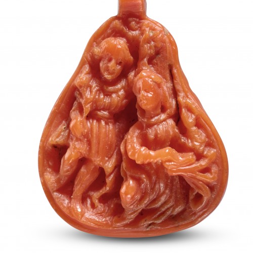 Art sacré, objets religieux  - Pendentif dévotionnel double face en corail et or
