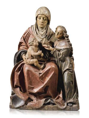 Polychromed Limewood Sculpture of Anna Selbdritt. South German, 16th centur