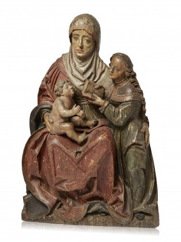 Polychromed Limewood Sculpture of Anna Selbdritt. South German, 16th centur - Sculpture Style 