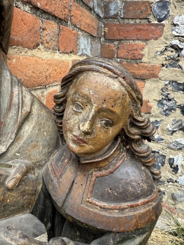 <= 16th century - Polychromed Limewood Sculpture of Anna Selbdritt. South German, 16th centur