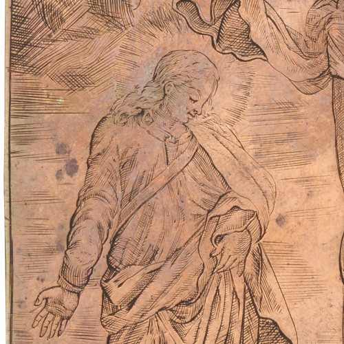  - Planche d'impression de la Crucifixion par Alessandro Badiale, Bologne milieu du XVIIe siècle