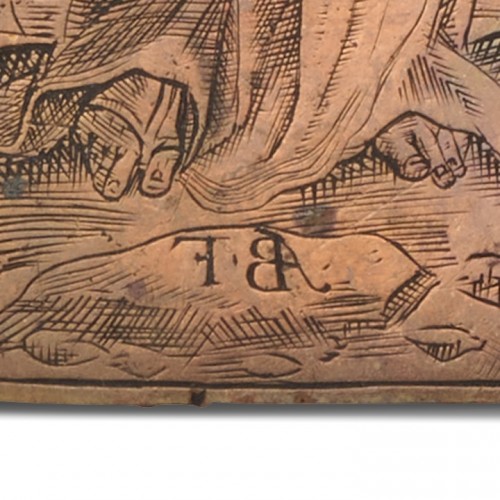 Antiquités - Planche d'impression de la Crucifixion par Alessandro Badiale, Bologne milieu du XVIIe siècle