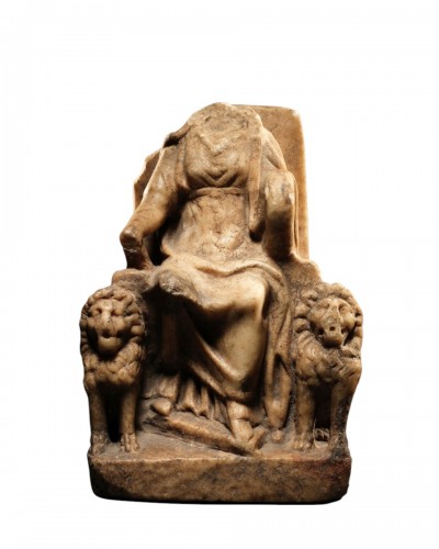 Marble Statuette of Cybele Enthroned, Roman Empire circa 3rd Century A.D. 