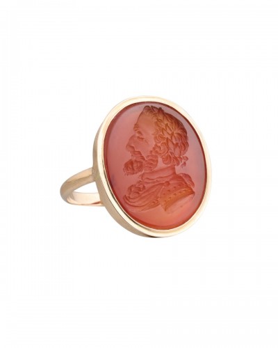 Carnelian Intaglio Ring Depicting King Henri IV of France, Frabnce 19th century