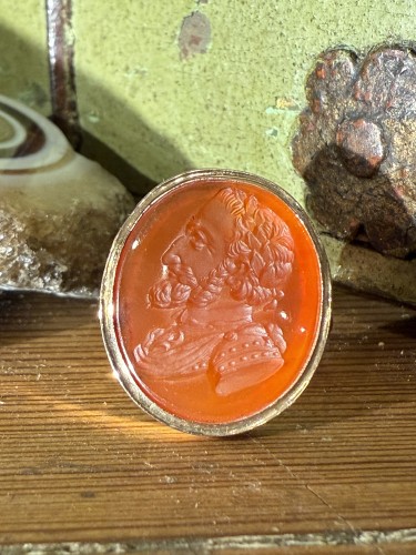 Antique Jewellery  - Carnelian Intaglio Ring Depicting King Henri IV of France, Frabnce 19th century