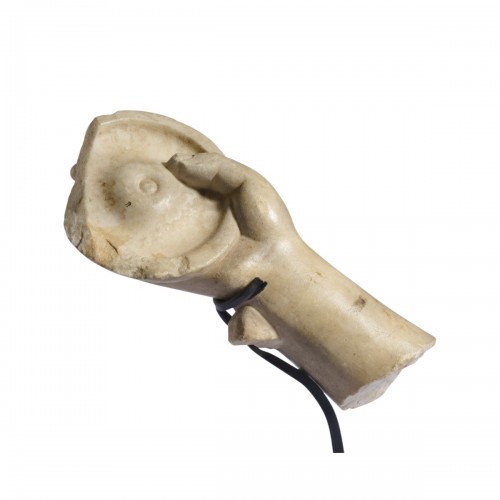 Ancient Marble Hand Holding a Phiale. Roman circa 1st–2nd Century A.D.  