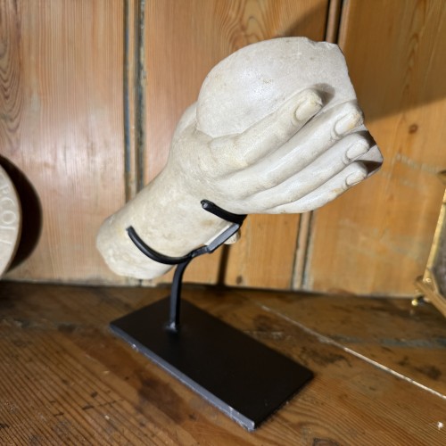  - Ancient Marble Hand Holding a Phiale. Roman circa 1st–2nd Century A.D.  