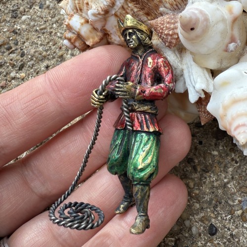Antiquités - Silver-gilt and Enamel Figure of a Sailor from a Nef, Germany 17th century