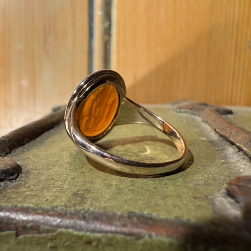  - Gold Ring with Roman Carnelian Intaglio of Eros before an Altar
