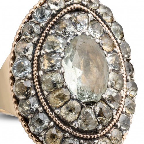 Aquamarine Cluster Ring in Silver and Gold, Portugal late 18th century - 