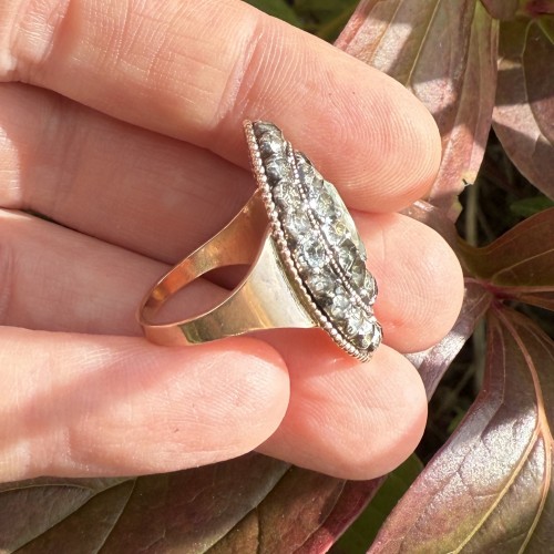  - Aquamarine Cluster Ring in Silver and Gold, Portugal late 18th century