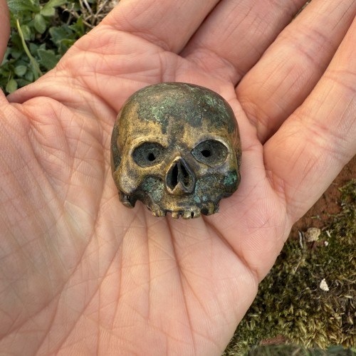 Bronze Skull Finial from the Base of a Crucifix - Curiosities Style 