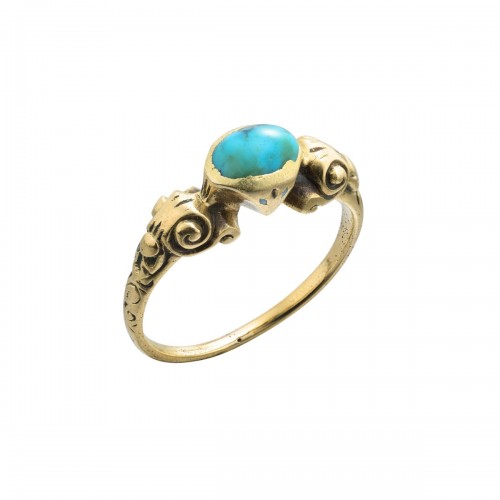Gold Ring Set with a Cabochon Turquoise, Western Europe, early 17th century