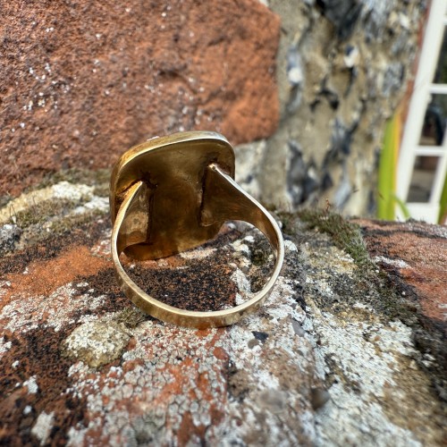  - Gold Ring Set with a 19th Century Sardonyx Cameo of Medusa. 
