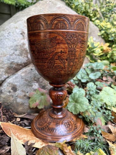 An Engraved Turned Wooden Cup, England dated 1636 - 