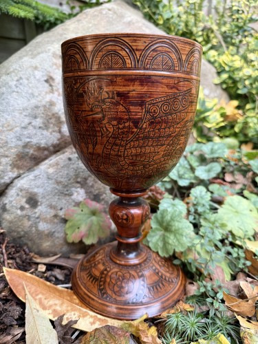17th century - An Engraved Turned Wooden Cup, England dated 1636