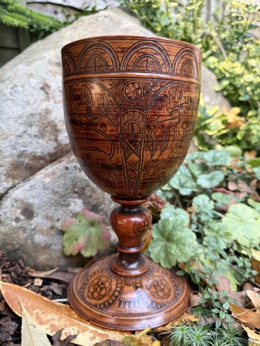 An Engraved Turned Wooden Cup, England dated 1636 - 