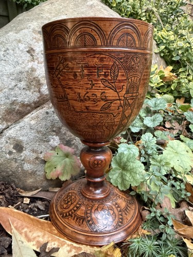  - An Engraved Turned Wooden Cup, England dated 1636