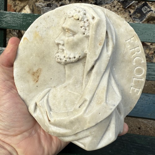  - Marble Relief Portrait of Hercules, Italy 18th / 19th century.