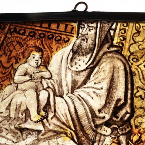 Stained Glass of the Presentation in the Temple. Low Countries, circa 1520  - Religious Antiques Style 