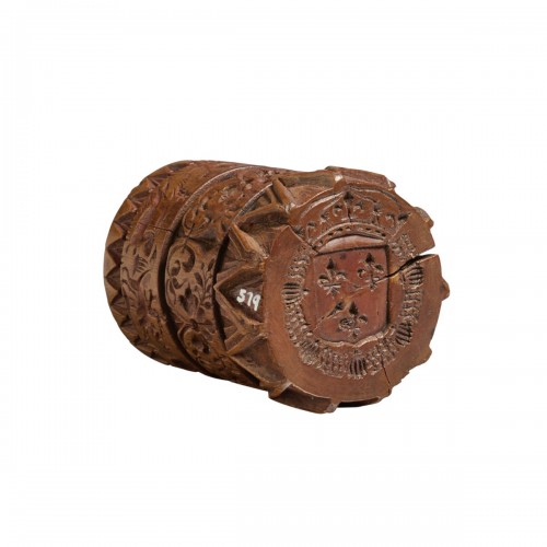 Gravure sur rouleau en buis aux armoiries royales France, XVIIIe siècle