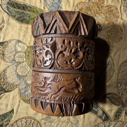 Gravure sur rouleau en buis aux armoiries royales France, XVIIIe siècle - 