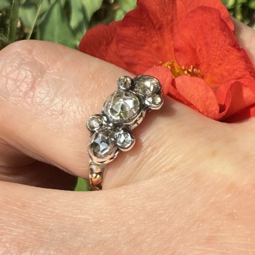 Antique Jewellery  - Rose-Cut Diamond and Blue Enamel Ring England circa 1680–1700