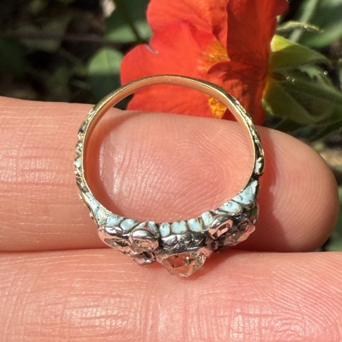 17th century - Rose-Cut Diamond and Blue Enamel Ring England circa 1680–1700
