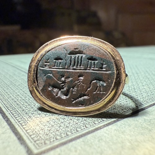 Antique Jewellery  - Gold Ring with a Roman Magical Jasper Intaglio Roman,1st–2nd century AD. 