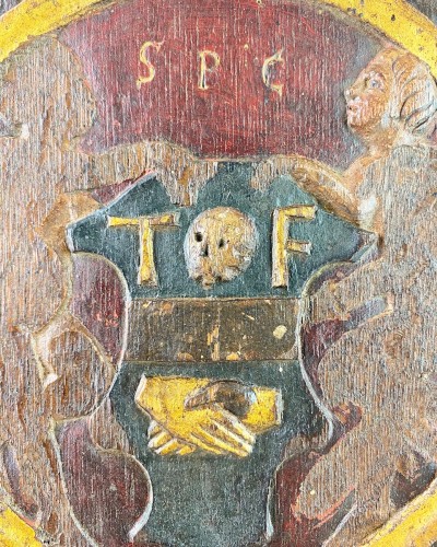 Antiquités - Oak relief of the incredulity of Saint Thomas. Flemish, 16th century.