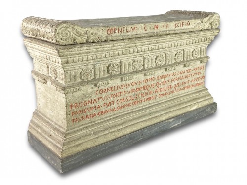 Curiosities  - Lava stone model of a tomb of the Scipio&#039;s. Italian, early 19th century.