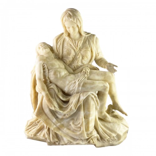 Sculpture en albâtre de la pieta. Français ou italien, 17e siècle.