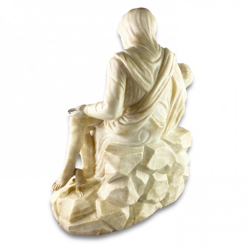 17th century - Alabaster sculpture of the pieta. French or Italian, 17th century.