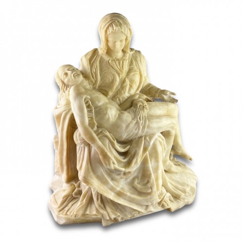 Sculpture en albâtre de la pieta. Français ou italien, 17e siècle. - 